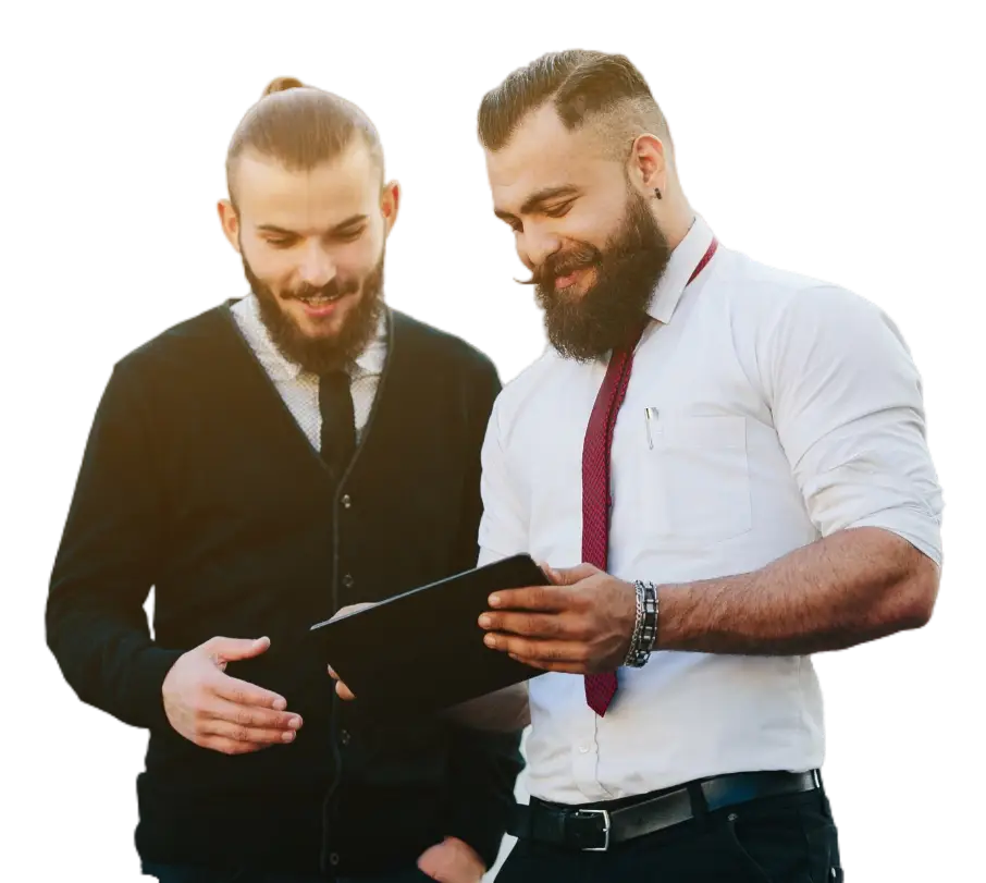 man-teaching-another-tablet