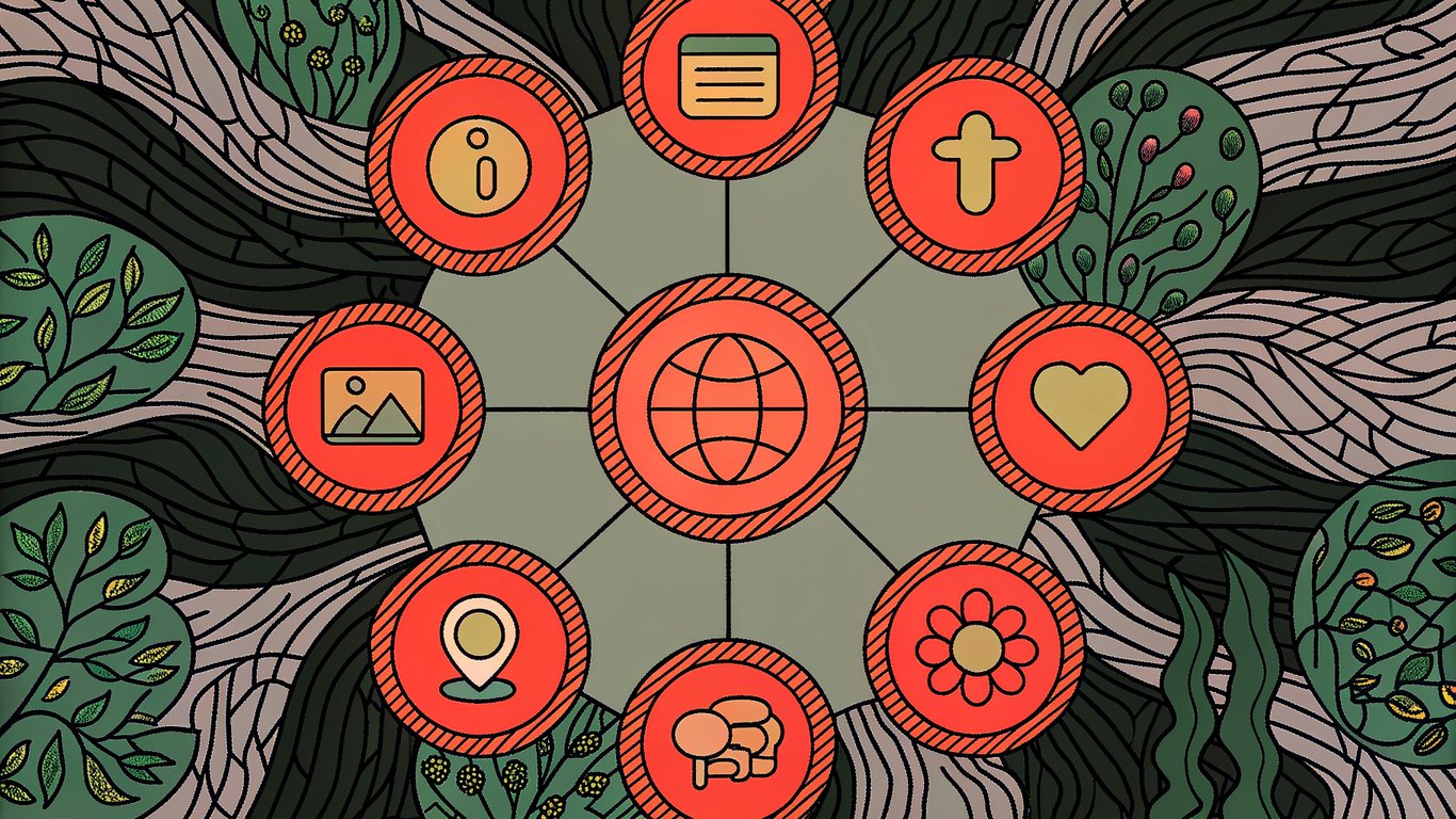 An interconnected network of digital marketing services for a med spa, including website, SEO, social media, and content creation.