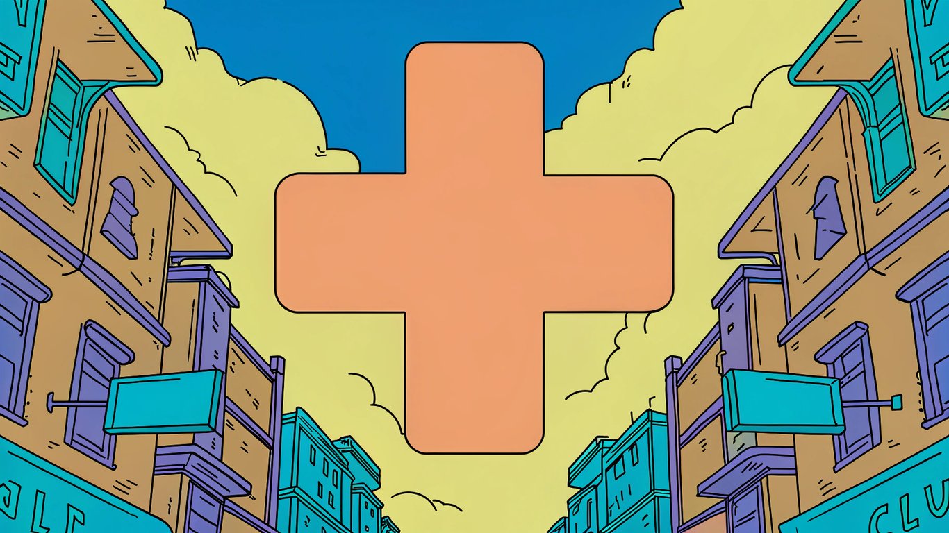 A unique, glowing clinic logo standing out among many others, symbolizing strong brand positioning.