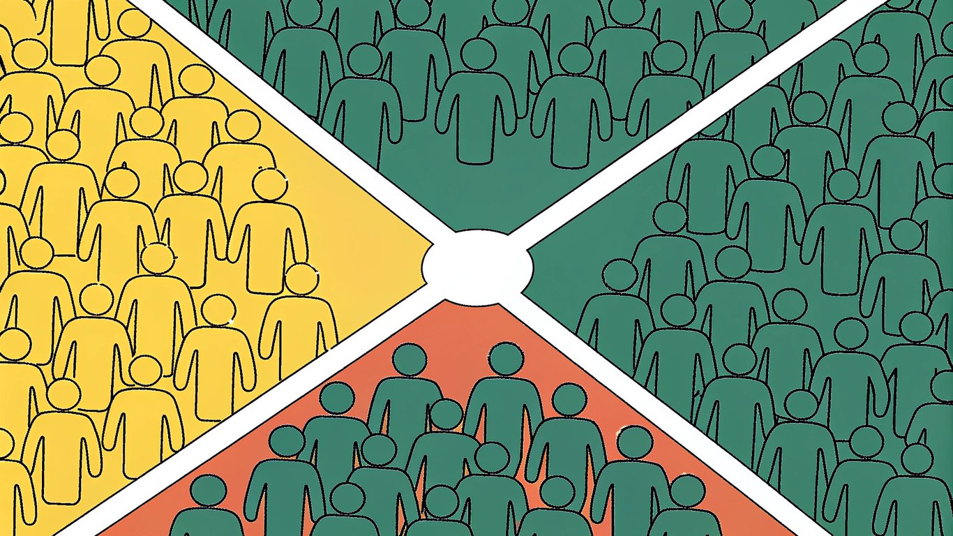 Illustration of diverse audience segments with targeted messages.