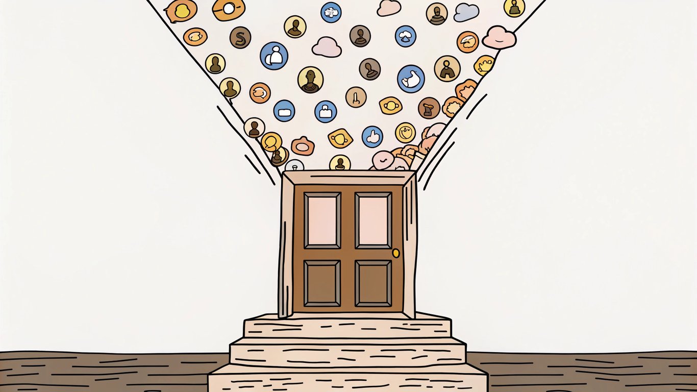 Icons representing Facebook, Instagram, Google, and TikTok leading to a stylized clinic entrance, illustrating platform selection for aesthetic lead generation.