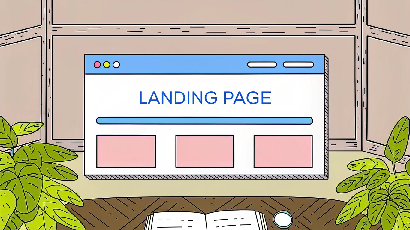 Illustration of a well-designed, high-converting landing page with a clear headline, social proof, and a prominent call-to-action.